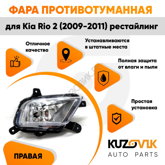 Фара противотуманная правая Kia Rio 2 (2009-2011) рестайлинг KUZOVIK