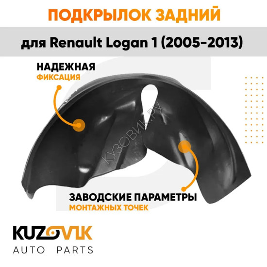 Подкрылок задний левый Renault Logan 1 (2005-2013) на всю арку KUZOVIK